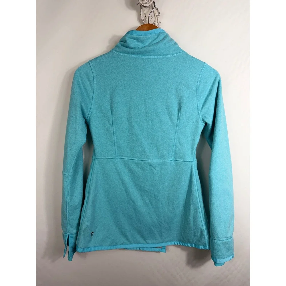 Ivivva Jacket Girls 12 Teal Blue Asymmetric Zip Fleece Lined Funnel Neck Coat